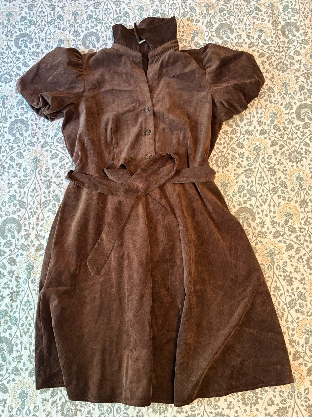 Robbie Bee Brown Suede Belted Midi Dress